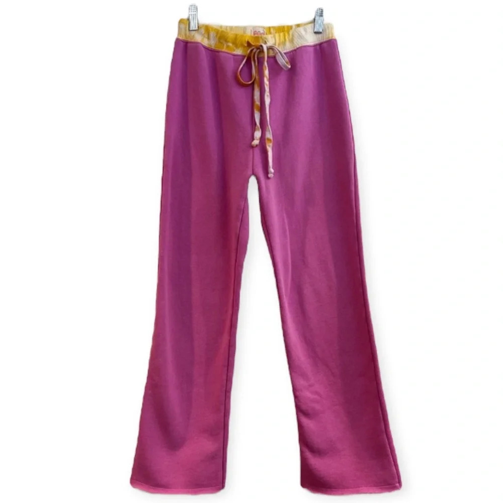 Warm Fun Pink Tie Dye Drawstring High Waist Preppy Straight Leg Sweatpants XS